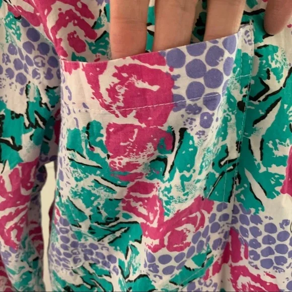 Vintage Multicolor Graphic Button Down Shirt 80s 90s SIze Medium - Picture 7 of 12